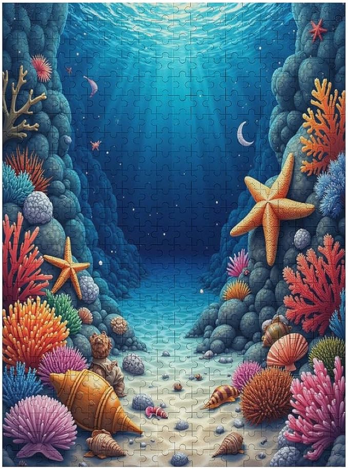Sea Floor Wooden Puzzle 500 Pieces Jigsaw Puzzles for Adults Puzzle Educational Toys Challenging Fun Games Gifts for Elders Kids Family and Friends