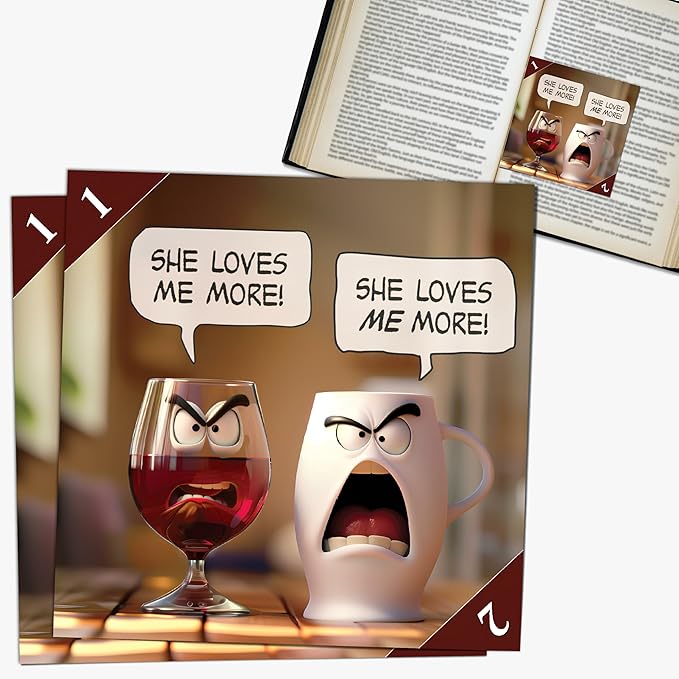 Bookmarks – Set of 2 | She Loves Me More | Wine & Coffee Lover’s Line-Marking Bookmark for Readers | Great Gift for Bookworms, Teachers, Moms & Caffeine Fans | Patented, Made in USA