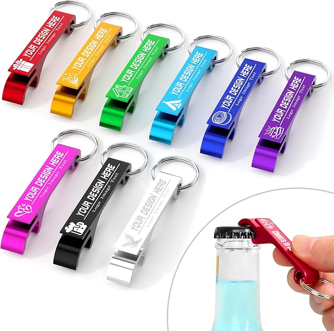 30 Pcs Personalized Bottle Opener Keychain, Engrave Your Own Logo Text Custom Aluminum Beer Bottle Opener Can Opener for Wedding Favors, Bar, Graduation, Birthday Party, Anniversaries (30 Pcs)