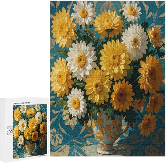 Jigsaw Puzzles for Adults 500 Piece - Chrysanthemum Themed Wooden Puzzles，Puzzle Games Challenge Puzzles，Educational Games，Family Puzzles，Unique Gifts for Wall Art