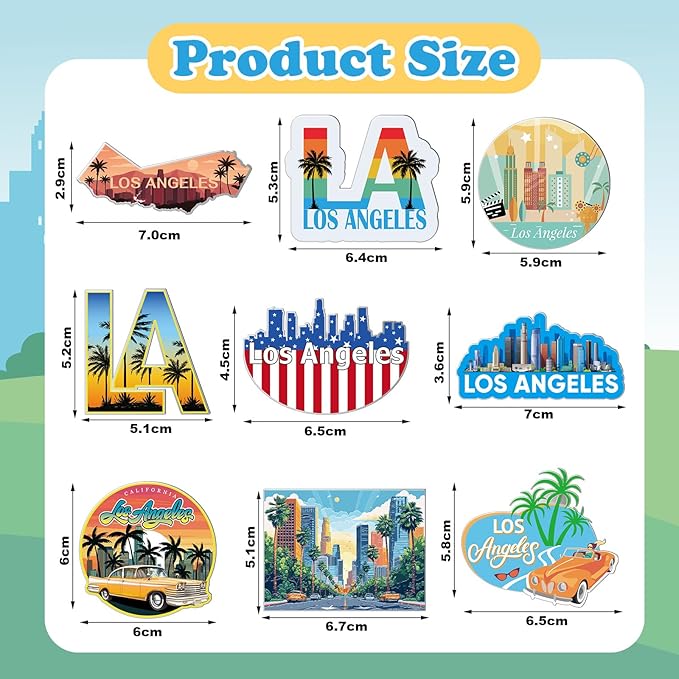 18 Pcs Los Angeles Fridge Magnet Magnetic Refrigerator Stickers Metal Los Angeles Magnet Souvenirs Gifts Refrigerator Magnets Home Decoration Accessories