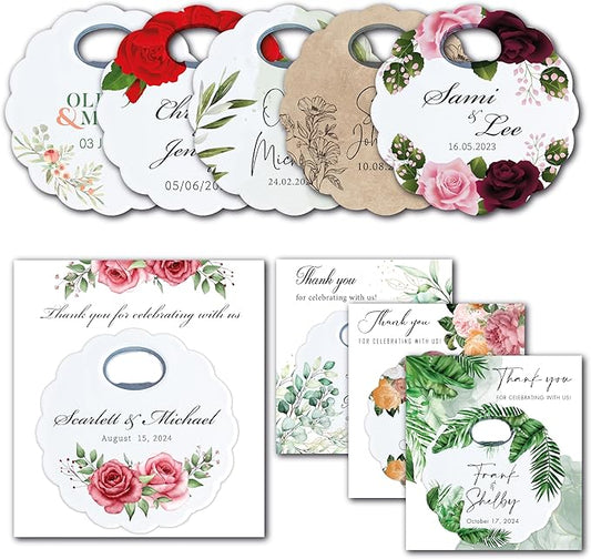 20 PCS Personalized Wedding Favors Bottle Openers - Custom Wedding Gifts for Guests with Thank You Cards, Memorable Thank You Gift for Celebrating Your Special Day (Flower)