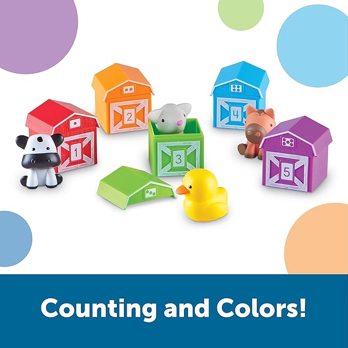 Learning Resources Peekaboo Learning Farm - 10 Pieces, Ages 18+ Months Toddler Learning Toys, Counting and Sorting Toys, Farm Animals Toys,Stocking Stuffers