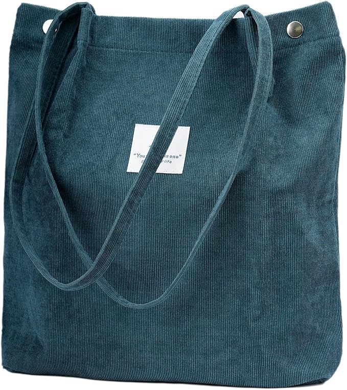 Corduroy Tote Bag Cute Tote Bags for Women Shoulder Bag with Inner Pocket for Work Beach Travel and Shopping Grocery