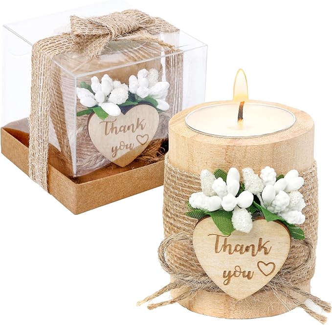 50 Piece Wooden Tealight Candle Holder Set for Wedding Party Guest Favors, Engagement Gift, Guest Return Favors, Bridal Shower Favors for Guests, Baby Shower Guest Favors.(Light Brown)
