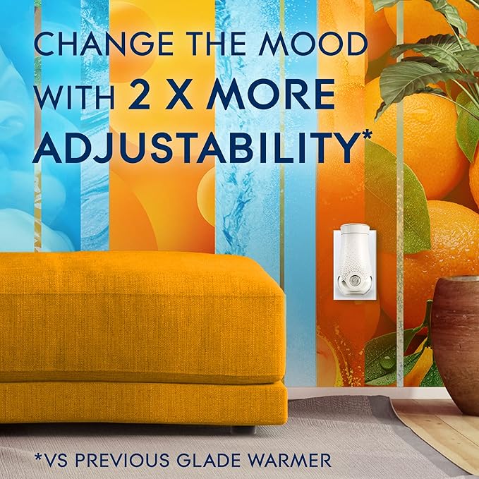 Glade PlugIns Refills Air Freshener Starter Kit, Scented and Essential Oils for Home and Bathroom, Coastal Sunshine Citrus, 4.02 Fl Oz, 2 Warmers + 6 Refills