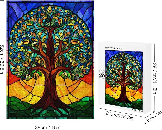 Jigsaw Puzzles for Adults 500 Piece - Colorful Tree Themed Wooden Puzzles，Funny Puzzles，Stress Relief Games，Puzzle Games Challenge Puzzles，Educational Games