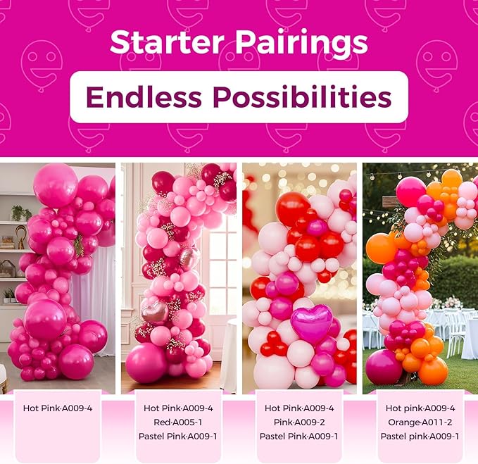 Bezente Hot Pink Giant Balloons 36 Inch - 8 Pack Jumbo Pink Balloons Large Round Hot Pink Latex Balloon for Wedding Bridal Shower Valentine's Day Birthday Party Backdrop Decorations
