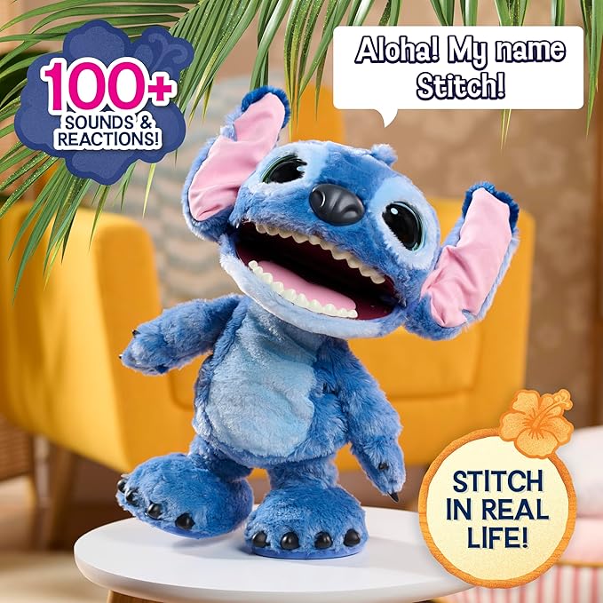 Disney Stitch Just Play Ultimate Interactive 17" Plush Toy, 100+ Sounds & Reactions, Inspired by Disney’s Live-Action Lilo & Stitch Film, New Movie Toy for Fans, Girls, Boys, Kids 3 and Up by
