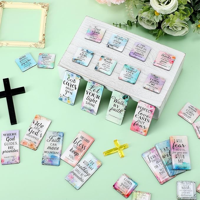 Blosssound 36 Pcs Inspirational Christian Magnets with Floral Bible Verses Thick Religious Refrigerator Magnet Motivational Quotes Fridge Scripture Positive Gifts for Home Office School Locker Decor