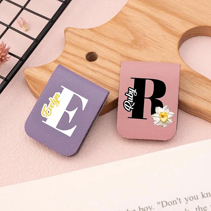 callie Personalized Magnetic Bookmark Clip - Custom Name & Birth Flower, Magnet Book Marks for Reading, Gifts for Book Lovers Women Men