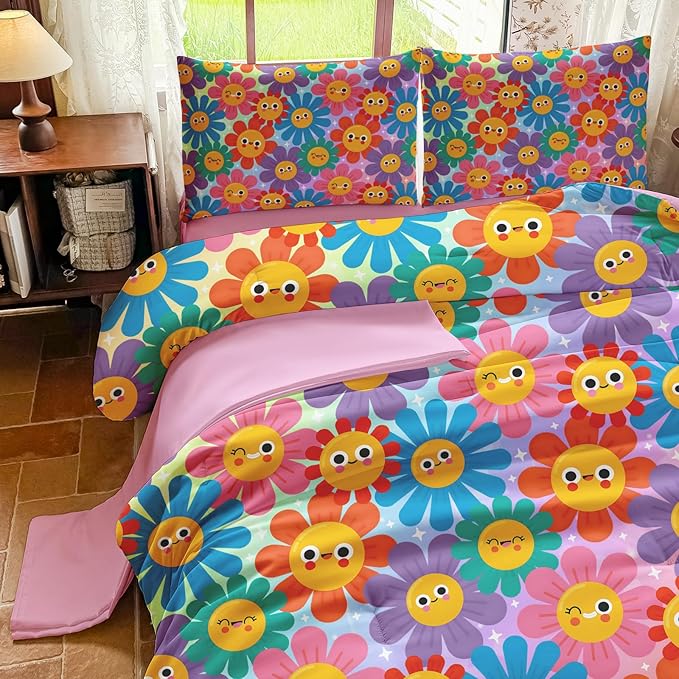 Full Size Bedding Sets Kids Bedding Sets for Girls, Galaxy Bedding 5 Pieces Bed in A Bag Full Size, Glitter Colorful Comforter for Girls