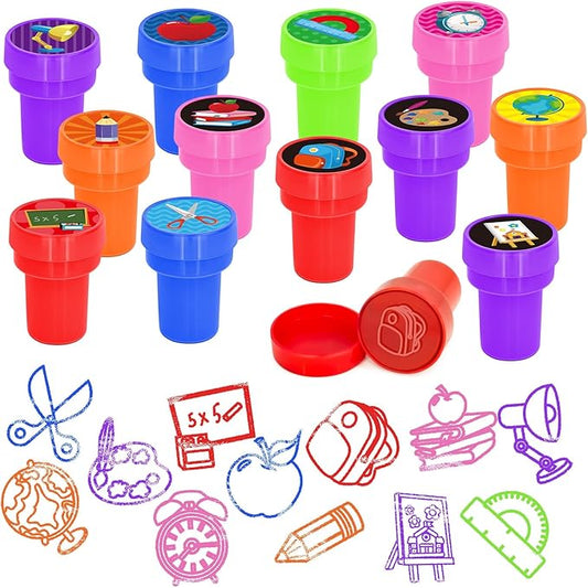 Cinrobiye 24 PCS Back to School Stampers for Kids, Self-Inking Stamp Set for Party Favors Classroom Rewards DIY Crafts Goodie Bag Fillers Birthday Gifts School Theme Supplies