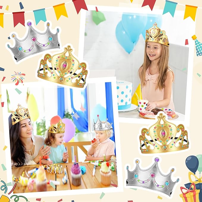 Yaomiao 66 Pieces Foam Princess Tiaras DIY Crowns Kids Party Favors Craft Crystal Diamond Sticker Making Your Own Tiara Girls(Bright Color)