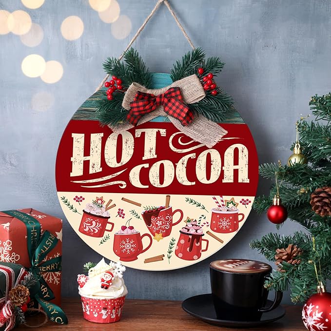 Vicenpal 22 Pcs Interchangeable Welcome Sign for Front Door with 17 Magnetic Icon Wooden Seasonal Front Porch Door Decor with 4 Seasonal Wreaths for Holiday Halloween Christmas Gift (Blue,Rustic)
