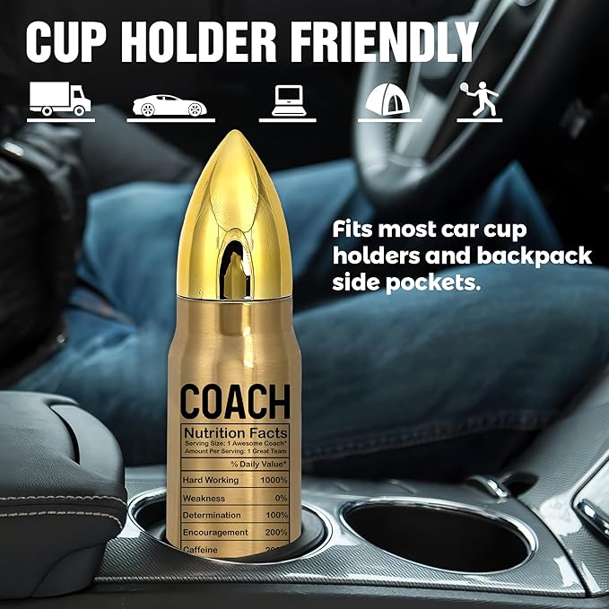 Best Coach Ever Stainless Steel Tumbler – 17oz Vacuum Insulated Tumbler with Coach Nutrition Facts – Christmas, Birthday & Appreciation Gifts for Coaches, Mentors, Trainers, Sports Teachers