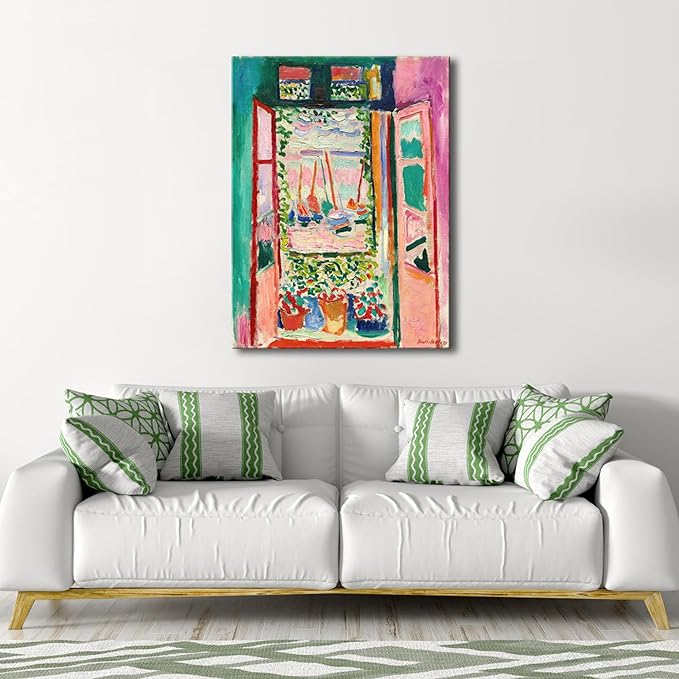Wieco Art Canvas Print Wall Art Open Window Collioure 1905 by Henri Mattise Abstract Colorful Art Matisse Posters Canvas Prints for Wall and Home Office Decorations