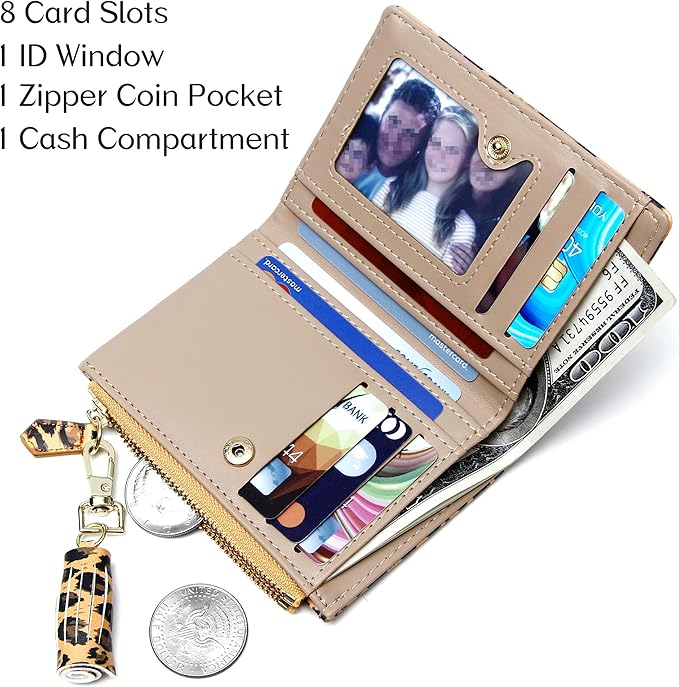 GEEAD Small Wallets for Women Bifold Slim Coin Purse Zipper ID Card Holder