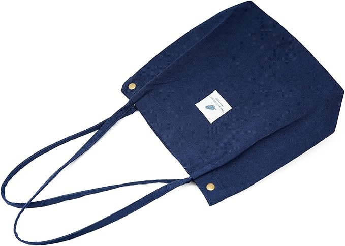 Corduroy Tote Bag Cute Tote Bags for Women Shoulder Bag with Inner Pocket for Work Beach Travel and Shopping Grocery