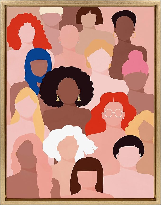 Kate and Laurel Sylvie Who Run The World Framed Canvas Wall Art by Maja Tomljanovic, 18x24 Gold, Feminine Inspiration Wall Art