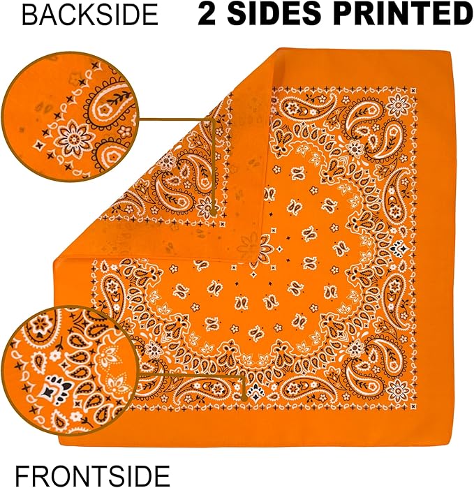 6 Pack 12 Pack Bandanas 2 Sides Printed 22inch Unisex Cowboy Kerchiefs