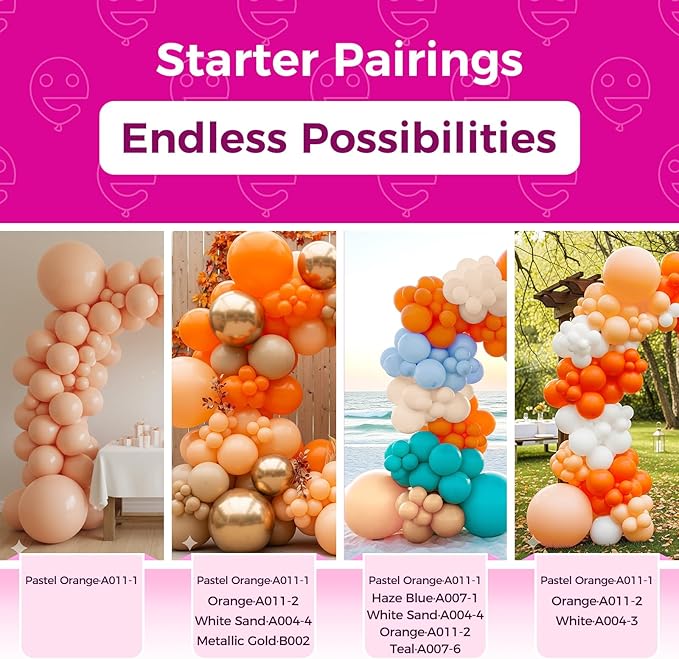 Bezente Pastel Orange Giant Balloons 36 Inch - 8 Pack Jumbo Orange Balloons Large Round Light Orange Peach Latex Balloons for Bridal Shower Wedding Birthday Party Decorations