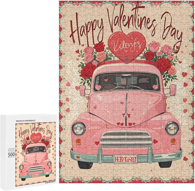 Jigsaw Puzzles for Adults 500 Piece - Happy Valentine's Day Wooden Puzzle，Funny Puzzle，Unique Gifts for Wall Art ，Family Puzzles，Educational Games，Challenge Puzzles