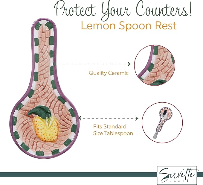 Ceramic Spoon Rest Lemon Kitchen Décor Teaspoon Tea Bag Rest