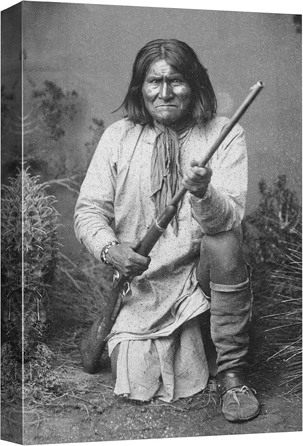 wall26 Canvas Print Wall Art Portrait of Goyaale Geronimo People Pop Culture Historical Realism Famous Closeup Colorful Multicolor Classical for Living Room, Bedroom, Office - 24"x36"