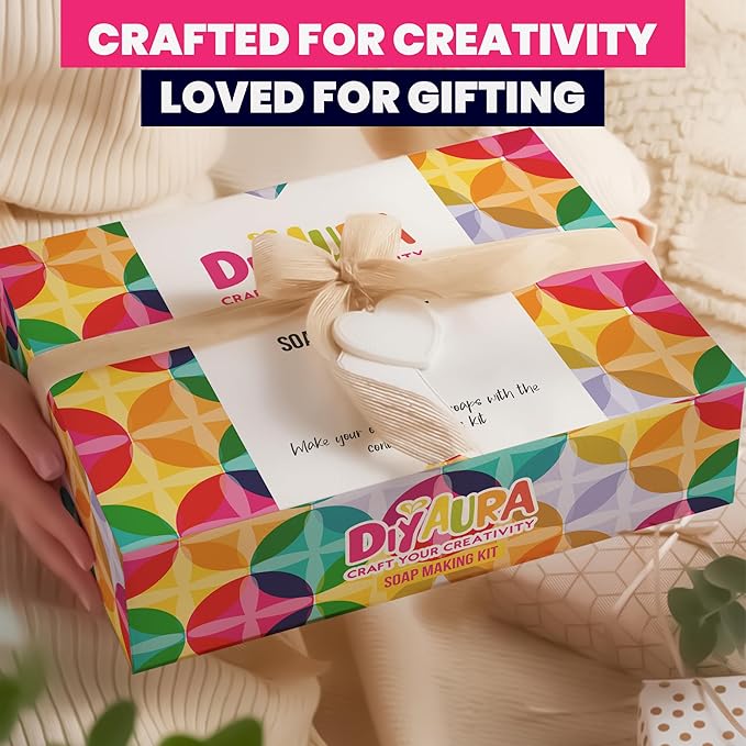 Diyaura Soap Making Kit for Adults & Kids – DIY Animal-Themed Craft with Shea Butter Soap & Glycerin Base, Molds, Scents, Dyes & Tools – Beginner-Friendly Creative Family Activity & Gift
