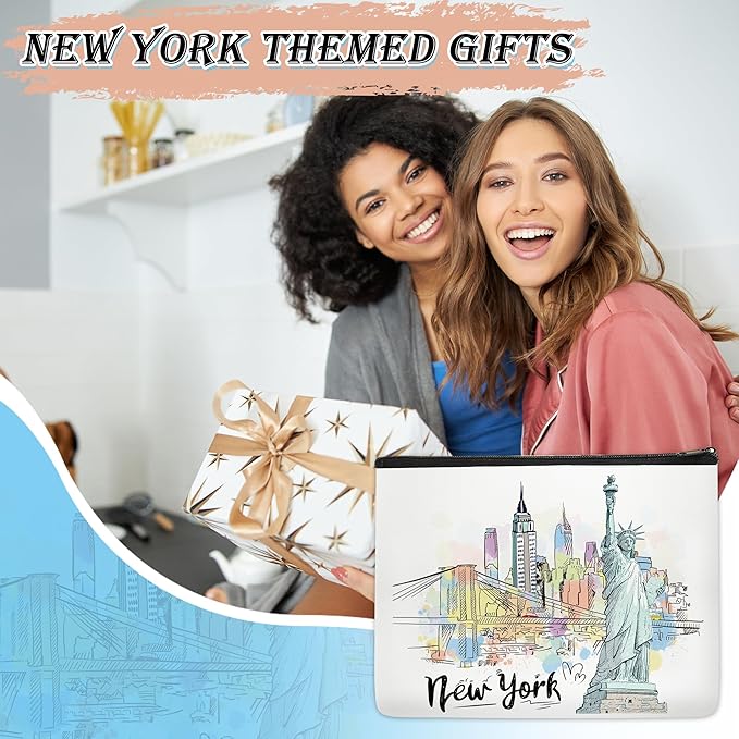 New York Makeup Bags Gifts for Women, NYC Souvenirs from USA Travel Essentials Cosmetic Bag, Gifts for Girls Sister Daughter Coworker Teachers Nurses