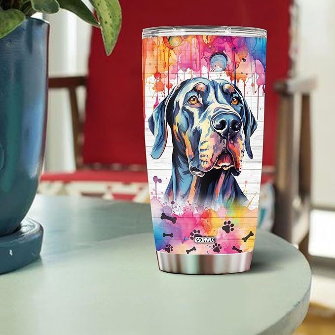 Gifts for Great Dane Lovers Birthday Christmas Thanksgiving Easter Gift Ideas for Dog Mom Dad Owners Tumbler Travel Cup Coffee Mug Water Bottle 20 Oz Stainless Steel