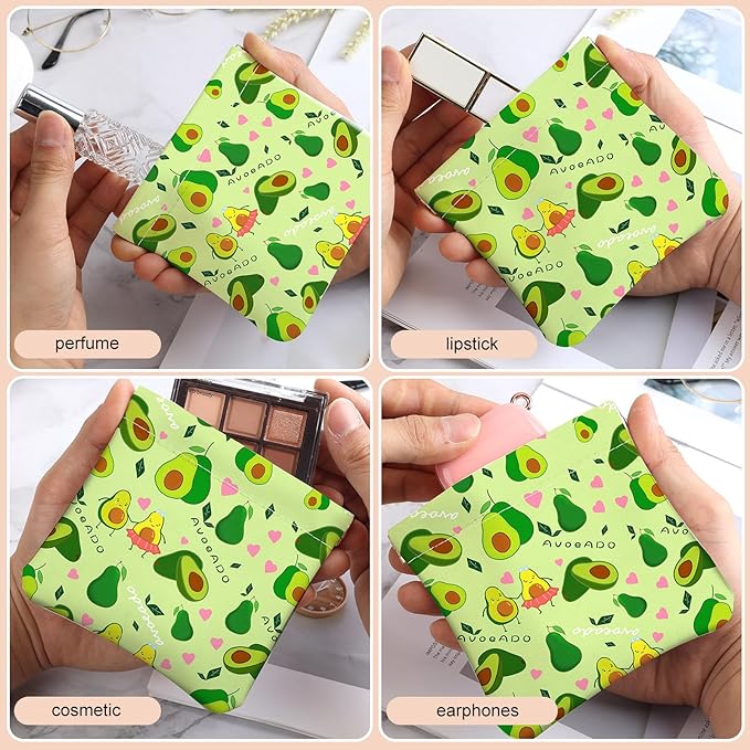 2Pcs PU Leather Small Squeeze Coin Purse Pouch Mini coin Bag Unique And Cute Wallet Cosmetic Bags Change Bag For Women Girls Men Owl and Avocado