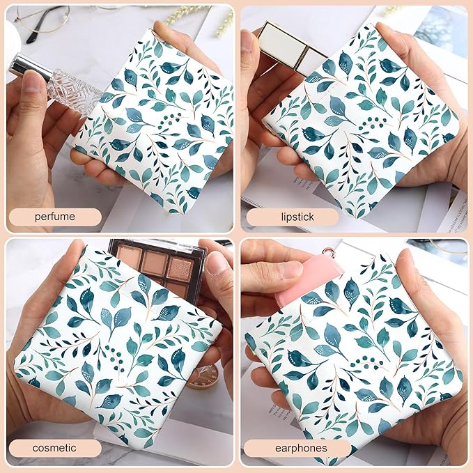 2Pcs PU Leather Small Squeeze Coin Purse Pouch Mini coin Bag Unique And Cute Wallet Cosmetic Bags Change Bag For Women Girls Men （Green Leaf
