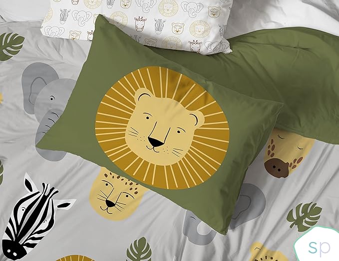 Saturday Park Safari Friends Full/Queen Duvet Cover & Sham Set - 3 Piece 100% Organic Cotton Duvet Set - GOTS & Oeko-TEX Certified