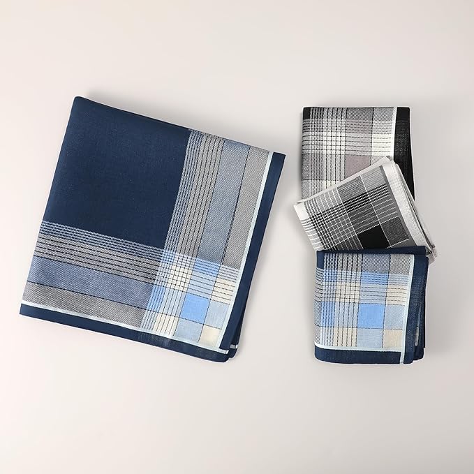 Handkerchiefs for Men, Soft Cotton Men’s Handkerchiefs, Cotton Hankies for Men, Assorted Hankies, 17x17 3/6 PCS