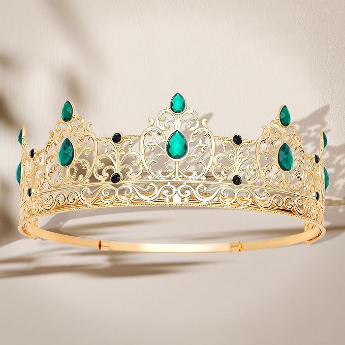 King Crown & Birthday Sash for Birthday Prom Party, Prom Decoration Gifts for Men, Costume Wedding Halloween