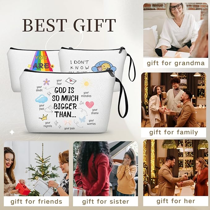 Christian Gifts for Mom Women Inspirational Religious Baptism Bible Religion Faith God Birthday Small Makeup Cosmetic Bag for Teacher Female Coworker Friend Siste Her Mother's Day