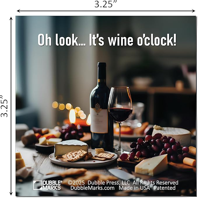 Bookmarks – Set of 2 | Wine O'Clock | Wine-Themed Line-Marking Bookmark for Readers | Funny Gift for Book Clubs, Moms & Readers Who Sip | Patented, Made in USA