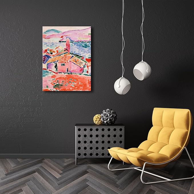 Wieco Art Canvas Print Wall Art View of Collioure 1905 by Henri Mattise Abstract Colorful Art Matisse Posters Canvas Prints for Wall and Home Office Decorations