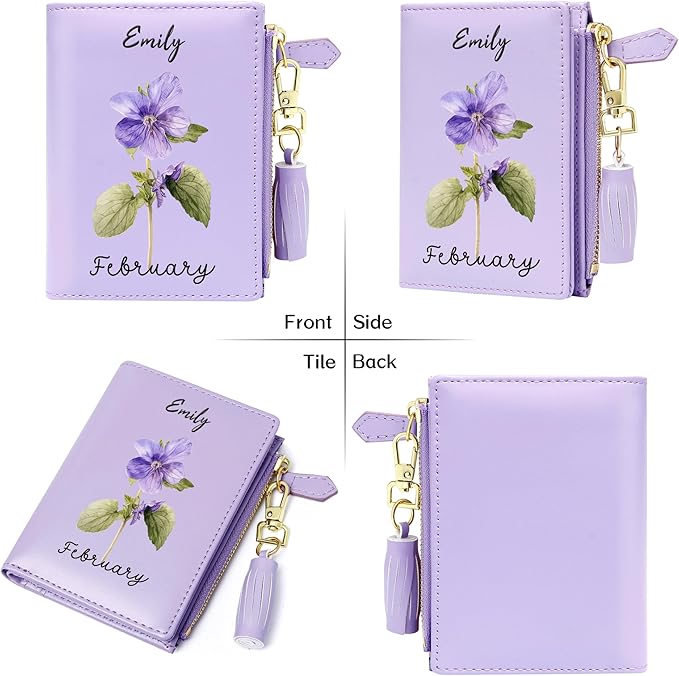 GEEAD Custom Design Small Wallets for Women Bifold Slim Coin Purse Zipper ID Card Holder PU Leather