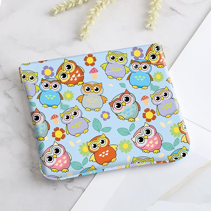 2Pcs PU Leather Small Squeeze Coin Purse Pouch Mini coin Bag Unique And Cute Wallet Cosmetic Bags Change Bag For Women Girls Men Owl and Avocado