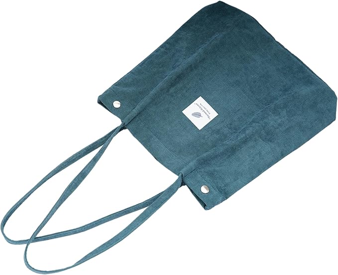 Corduroy Tote Bag Cute Tote Bags for Women Shoulder Bag with Inner Pocket for Work Beach Travel and Shopping Grocery