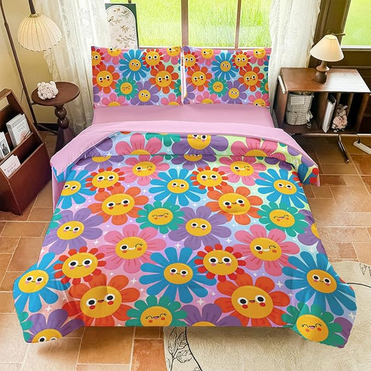 Full Size Bedding Sets Kids Bedding Sets for Girls, Galaxy Bedding 5 Pieces Bed in A Bag Full Size, Glitter Colorful Comforter for Girls