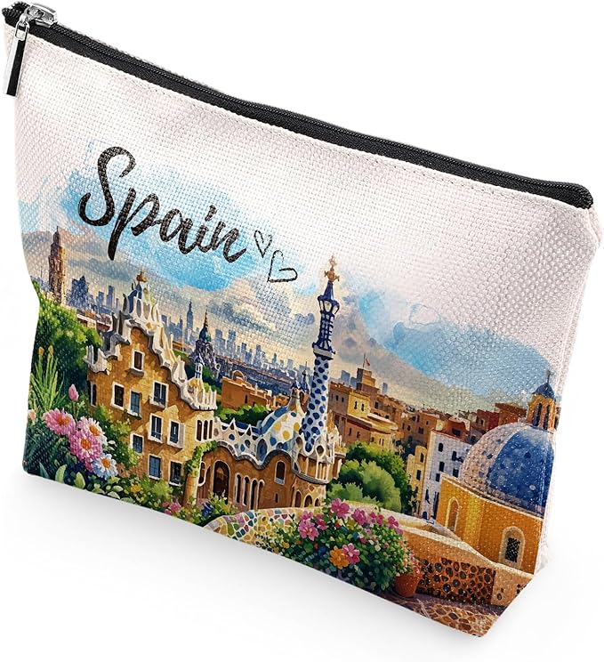 Spain Souvenirs Makeup Bag - Granada Albaicin Landscape Scenery Spain Travel Souvenirs, Spainish Gifts for Friends Birthday Travel Essential Gifts from Spain