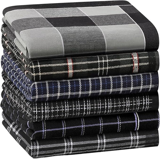 HOULIFE Men’s Handkerchiefs, Black Cotton Handkerchiefs for Men, 17x17 11 Pcs