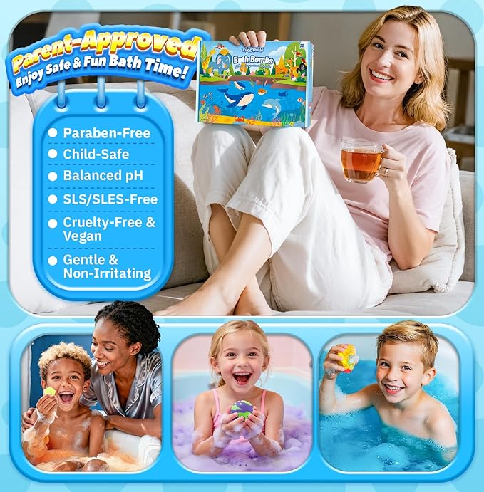 Bath Bombs for Kids with Surprise Inside, 20 Pack Handmade Bath Bomb Gift Set with Glow-in-The-Dark Toys, Fizzy Bath Balls for Fun, Great Christmas Gift or 2025 Advent Calendar for Boys & Girls