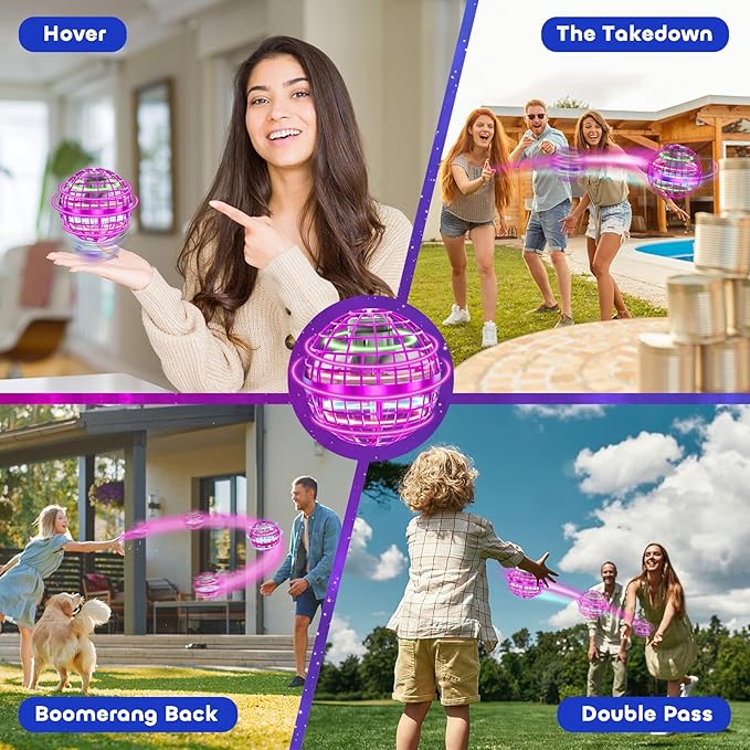 Tikduck Flying Orb Ball 2025 Toys Soaring Hover Boomerang Spinner Hand Controlled Mini Drone Cosmic Globe Spinning Kids Outdoor Fly Toy Birthday Gift Cool Stuff for Boys Girls 6 7 8 9 10+ Year Old