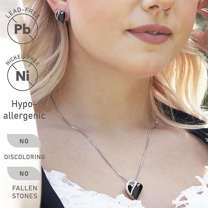 Leafael Valentine's Day Gift Necklaces for Women, Infinity Love Birthstone Heart Crystal Pendant, Birthday Anniversary Jewelry for Wife, Mom, and Her, Silver Plated, 18" + 2" Adjustable Chain