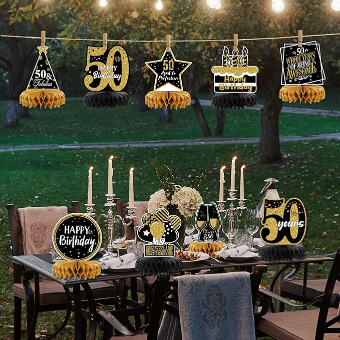9 Pieces 50th Birthday Decorations 50th Birthday Centerpieces for Tables 50th Birthday Party Decorations for Men and Women (50th)